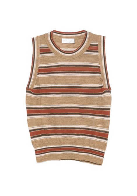 gilet a righe uomo tabacco e rosa ROBERTO COLLINA | 261FXA0701405